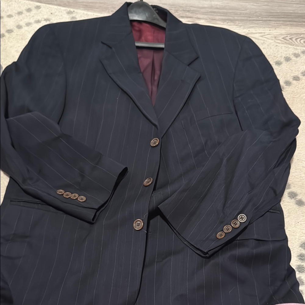 Classic Black Pinstripe Men's Blazer